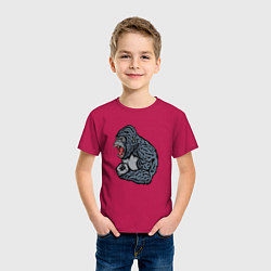 Футболка хлопковая детская Gorilla angry, цвет: маджента — фото 2