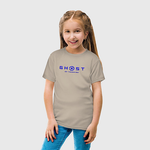 Детская футболка Ghost of tsushima blue logo / Миндальный – фото 4