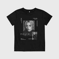 Футболка хлопковая детская Stray kids Lee Felix, цвет: черный