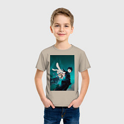 Футболка хлопковая детская Моб Психо 100 Шигэо Кагэяма, цвет: миндальный — фото 2