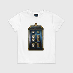 Футболка хлопковая детская Tardis Sherlock, цвет: белый