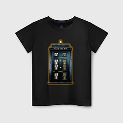 Футболка хлопковая детская Tardis Sherlock, цвет: черный