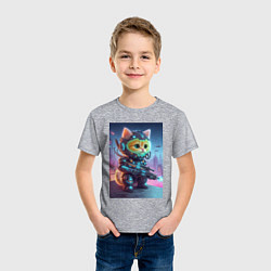 Футболка хлопковая детская Cool kitten - special cyberforces, цвет: меланж — фото 2