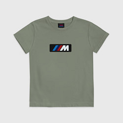 Футболка хлопковая детская BMW logo sport steel, цвет: авокадо