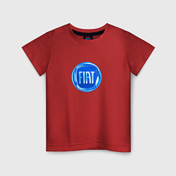 Футболка хлопковая детская FIAT logo blue, цвет: красный