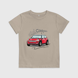 Футболка хлопковая детская Mini Cooper, цвет: миндальный