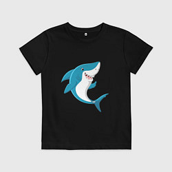 Футболка хлопковая детская Веселая добрая акула, цвет: черный