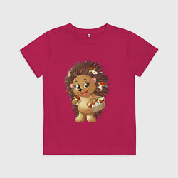 Футболка хлопковая детская Красивый добрый ежик, цвет: маджента