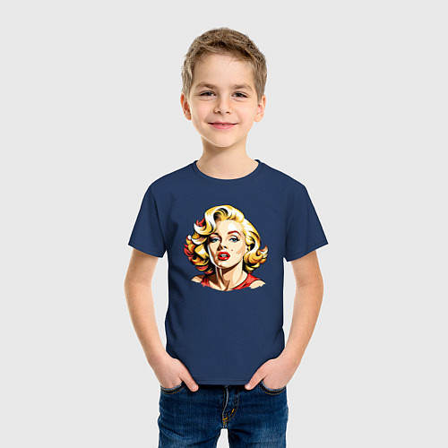 Детская футболка Мэрилин Монро шарж / Тёмно-синий – фото 3