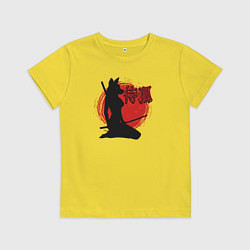 Футболка хлопковая детская Самурайская лиса, цвет: желтый