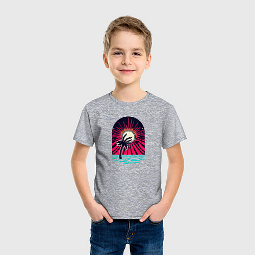 Детская футболка Ретро пальма с рукой зомби / Меланж – фото 3