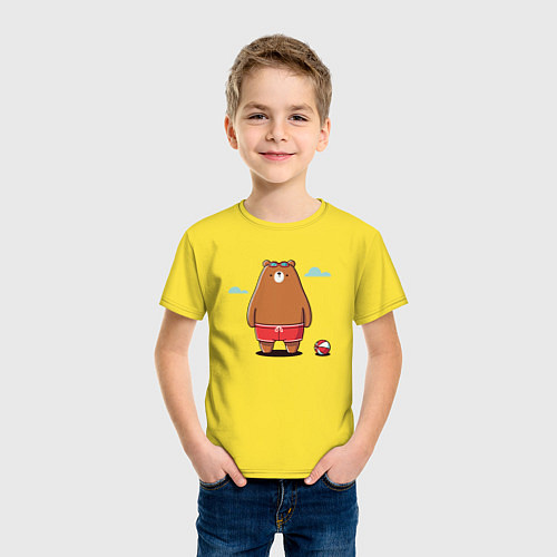 Детская футболка Забавный медведь в плавках и очках для плавания / Желтый – фото 3