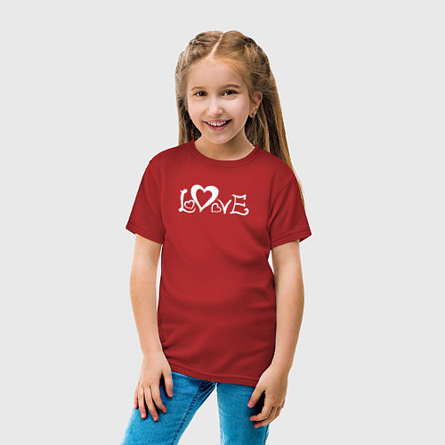 Детская футболка Love с маленькими сердечками / Красный – фото 4