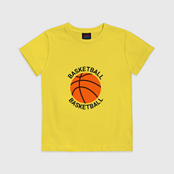 Футболка хлопковая детская Эмблема баскетбольный мяч basketball, цвет: желтый