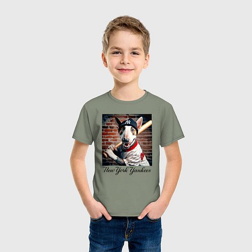 Детская футболка Bull terrier - New York yankees baseball team / Авокадо – фото 3