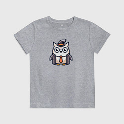 Детская футболка Сова в пиджаке с галстуком и шляпе