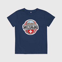 Футболка хлопковая детская Моя Швейцария, цвет: тёмно-синий