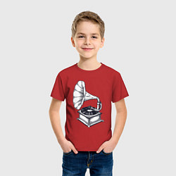 Футболка хлопковая детская Звук пластинки, цвет: красный — фото 2