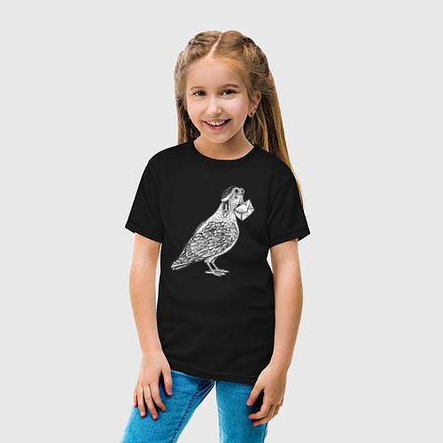 Детская футболка Голубь почтарь / Черный – фото 4