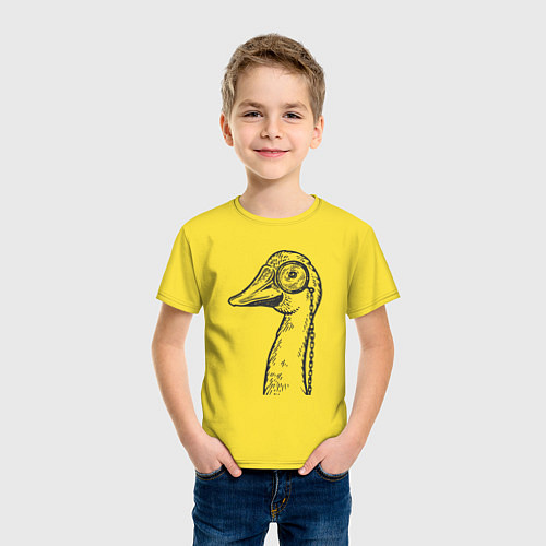 Детская футболка Гусь в монокле / Желтый – фото 3