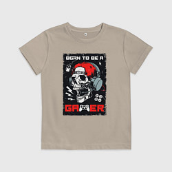 Футболка хлопковая детская Born to be gamer, цвет: миндальный