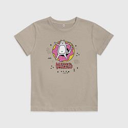 Футболка хлопковая детская Be kind to yourself, цвет: миндальный