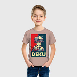 Футболка хлопковая детская Моя геройская академия Идзуку Мидория герой, цвет: пыльно-розовый — фото 2