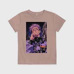 Футболка хлопковая детская Магическая битва Юдзи Итадори токио, цвет: пыльно-розовый