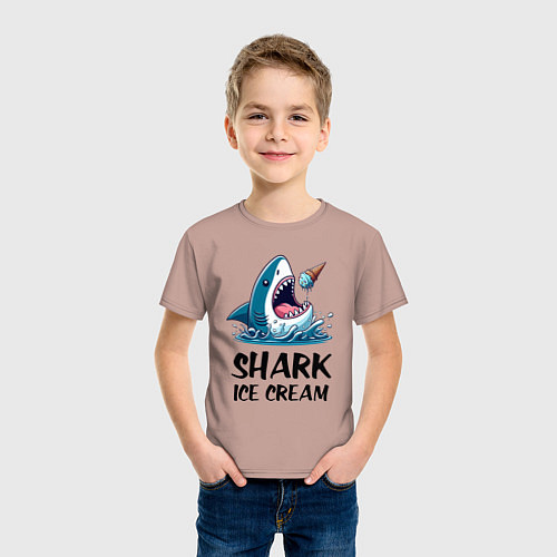 Детская футболка Shark ice cream - ai art / Пыльно-розовый – фото 3