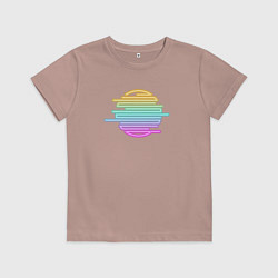 Футболка хлопковая детская Розовое геометрическое неоновое солнце, цвет: пыльно-розовый