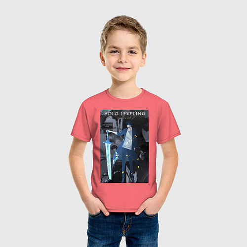 Детская футболка Поднятие уровня в одиночку Джину Сон Пробуждённый / Коралловый – фото 3