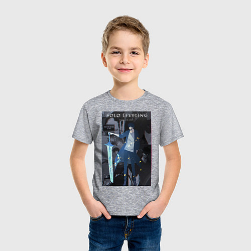 Детская футболка Поднятие уровня в одиночку Джину Сон Пробуждённый / Меланж – фото 3