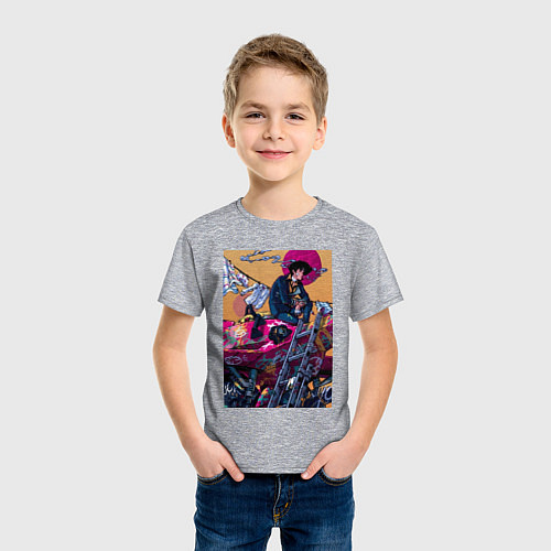 Детская футболка Ковбой Бибоп Спайк Шпигель Красный дракон / Меланж – фото 3