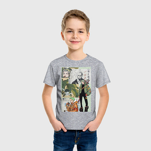 Детская футболка Ван-Пис Зоро Ророноа коллаж сильнейший мечник / Меланж – фото 3