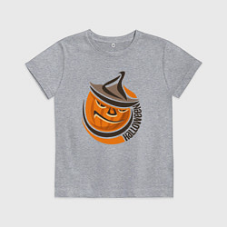 Футболка хлопковая детская Тыква в шляпе, цвет: меланж