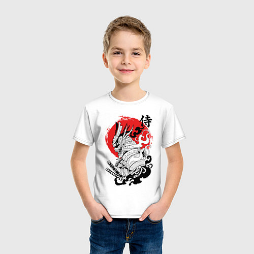 Детская футболка Самурай в маске Хання / Белый – фото 3
