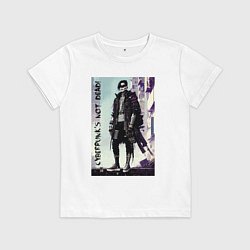 Футболка хлопковая детская Cyberpunks not dead - motto ai art, цвет: белый
