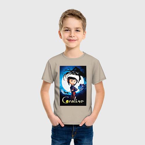 Детская футболка Coraline Jones and cat / Миндальный – фото 3