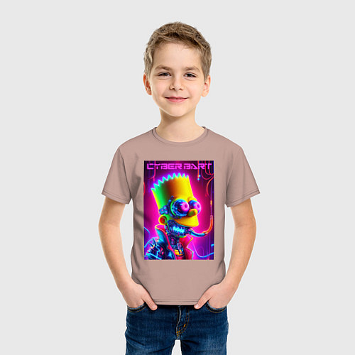 Детская футболка Cyber Bart - neon glow fantasy / Пыльно-розовый – фото 3