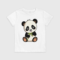 Футболка хлопковая детская Панда мультяшная, цвет: белый