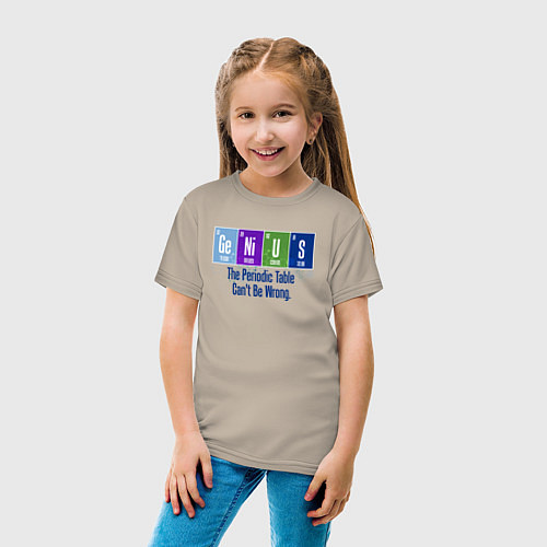 Детская футболка Genius: periodic elements / Миндальный – фото 4