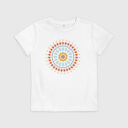 Футболка хлопковая детская Цветочно-кружевная мандала, цвет: белый