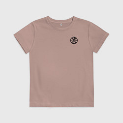 Футболка хлопковая детская Хризма черная на груди, цвет: пыльно-розовый