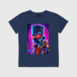 Футболка хлопковая детская Cool Bart Simpson - neon glow, цвет: тёмно-синий