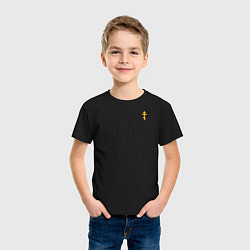Футболка хлопковая детская Крест с надписью: мы русские, цвет: черный — фото 2