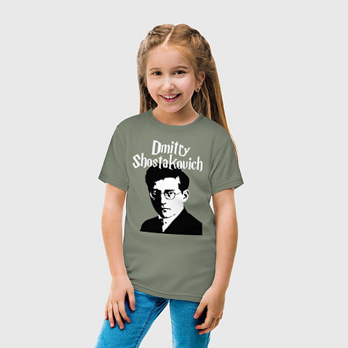Детская футболка Дмитрий Шостакович с портретом / Авокадо – фото 4
