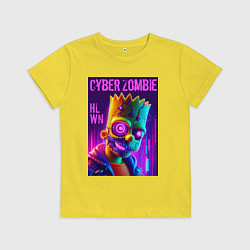 Футболка хлопковая детская Bart Simpson cyber zombie - halloween ai art, цвет: желтый