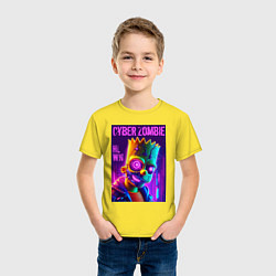 Футболка хлопковая детская Bart Simpson cyber zombie - halloween ai art, цвет: желтый — фото 2
