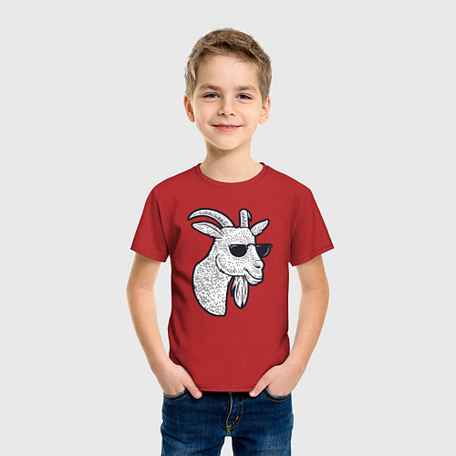 Детская футболка Козлик в очках / Красный – фото 3