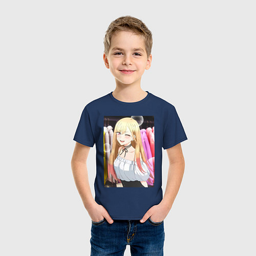 Детская футболка Эта фарфоровая кукла влюбилась / Тёмно-синий – фото 3